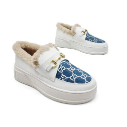 Gucci Moccasins Winter Leather/Suede White