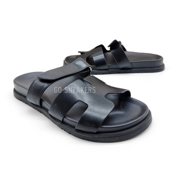 Унисекс сандалии Hermes Flip-flops Leather Glossy Black