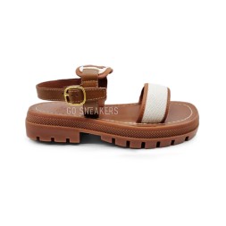 Céline Sandals Leather Brown/White