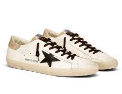 Golden Goose Super-Star Men's Black Croc-Print Star