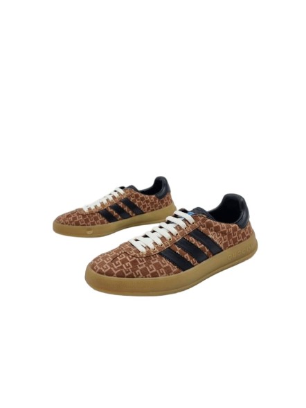 Женские кеды Gucci x Adidas Gazelle Brown Monogram