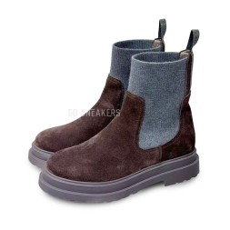 Brunello Cucinelli Suede Chelsea Boot Chocolate