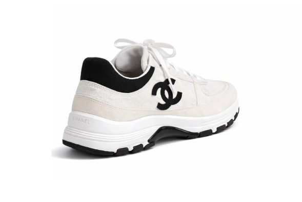 Женские кроссовки Chanel Metiers D'art Laminated and Suede Calfskin Sneakers White