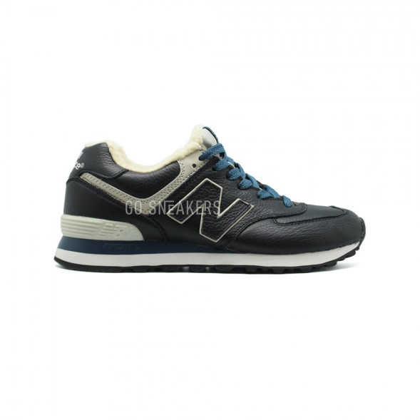 Мужские зимние кроссовки New Balance 574 Navy Leather