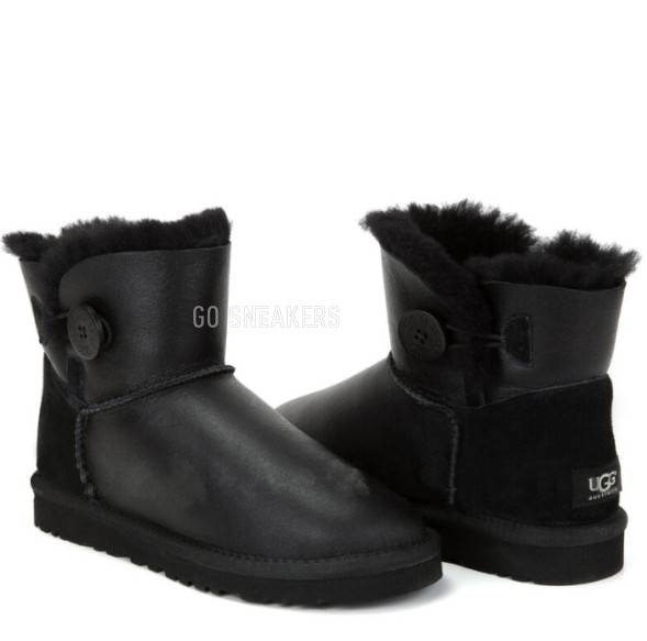 Женские мини угги с пуговицей Bailey Button Mini Metallic Black
