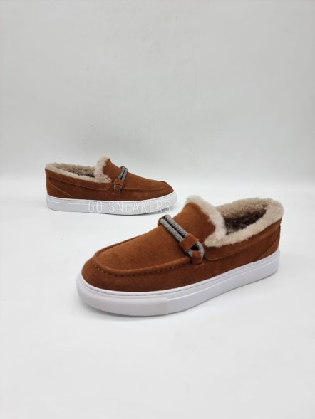 Женские зимние мокасины Brunello Cucinelli Mocassins Winter Brown