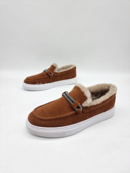 Женские зимние мокасины Brunello Cucinelli Mocassins Winter Brown